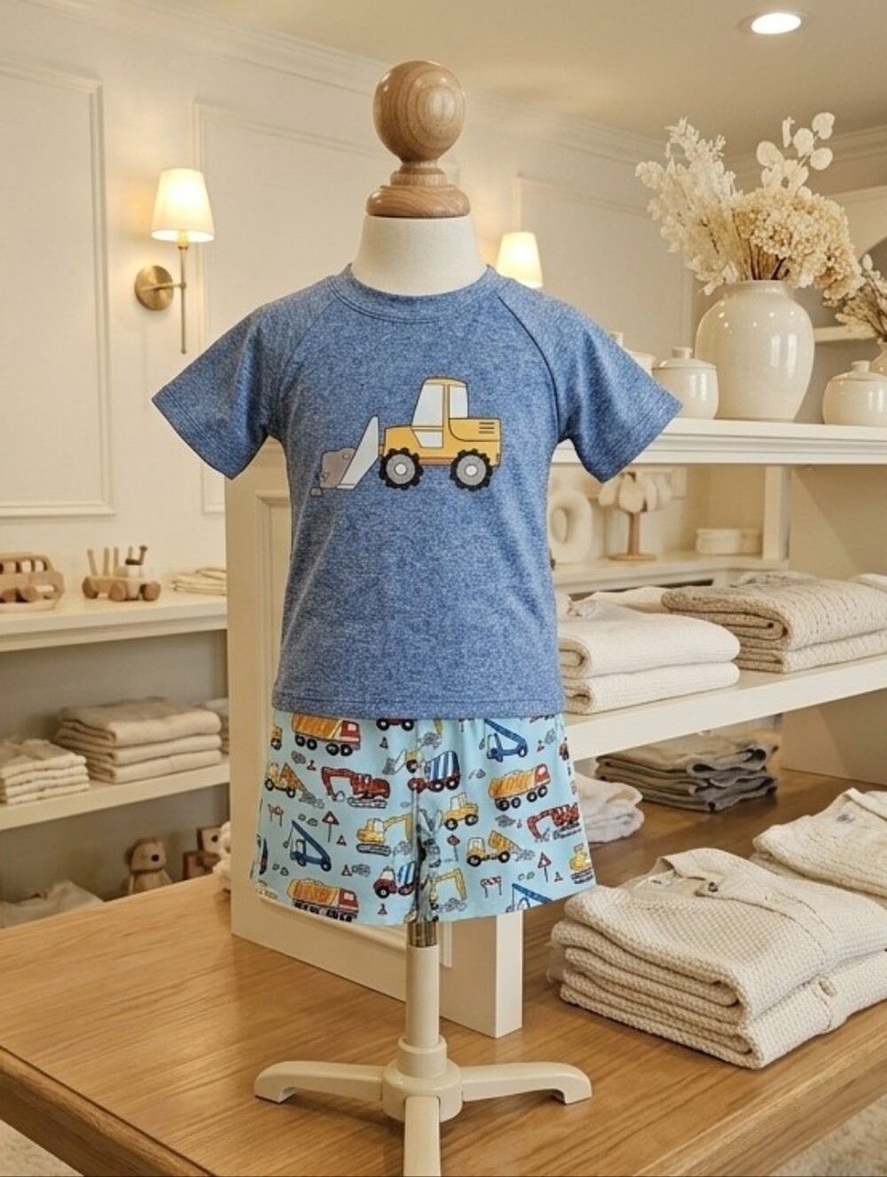 Millie Loves Lily Gray Bulldozer Tee & Heavy Equipment Shorts Set | Sizes  4